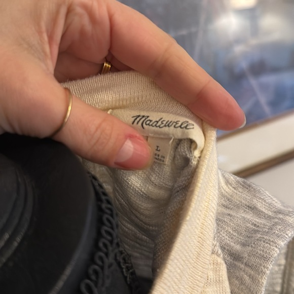 Madewell Mixtape Mock Neck Tank In Colorblock Cream/Gray - Size L - Picture 8 of 9